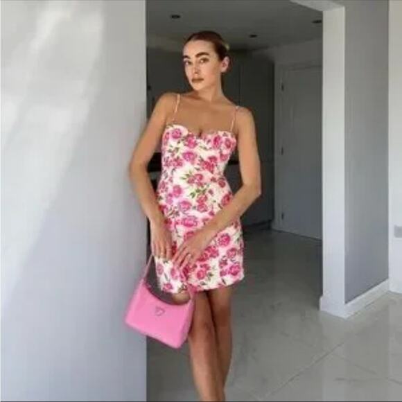 Zara Red and Pink Spaghetti Strap Corset Mini Dress - Picture 2 of 12